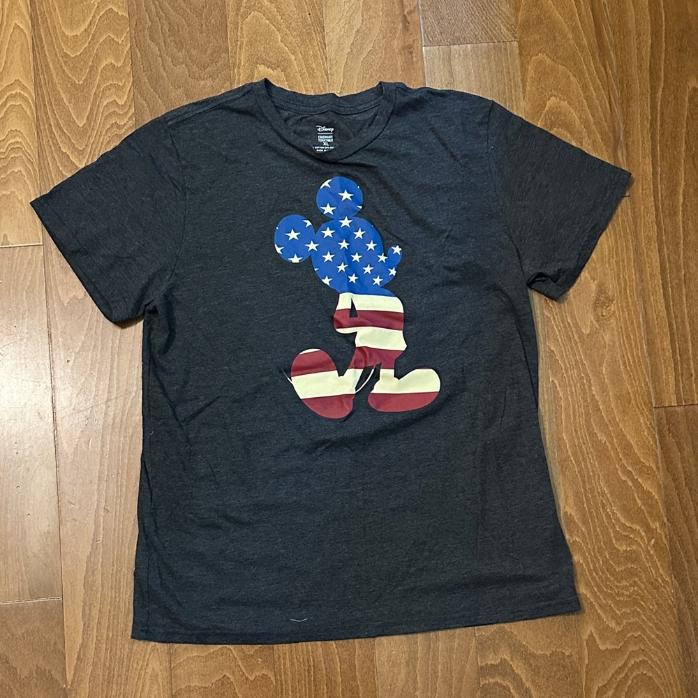 Disney Mickey Mouse American Flag T-Shirt - Dark Gray